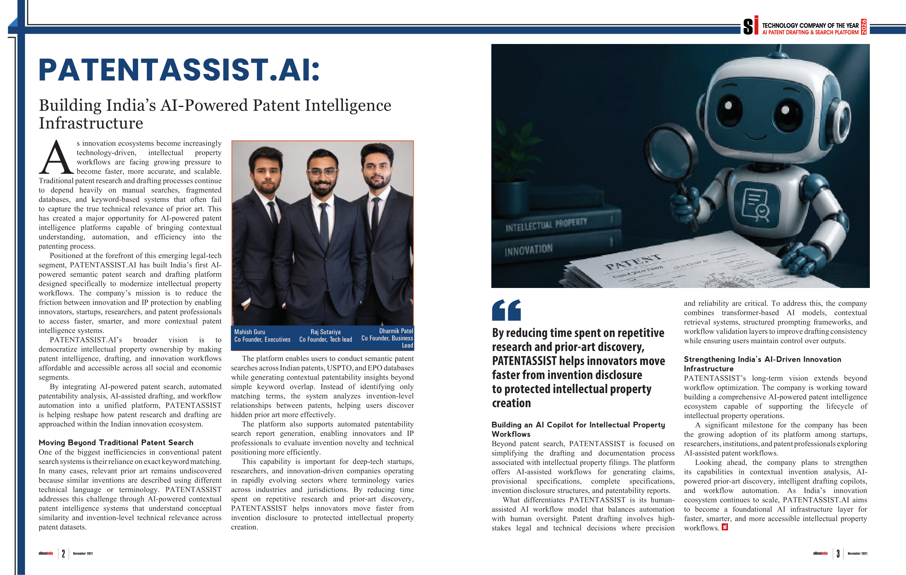 SiliconIndia Magazine article - Building India's AI-Powered Patent Intelligence Infrastructure